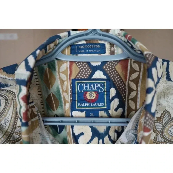 Chaps Ralph Lauren Brown Paisley Shirt Men's XL #357 - Picture 5 of 5